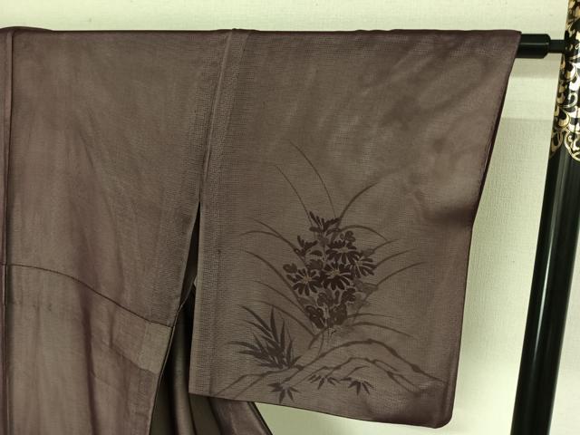 平和屋着物▽訪問着 無双 紗袷 紗×絽 手描き 草花文 正絹 逸品 AABL3791jh