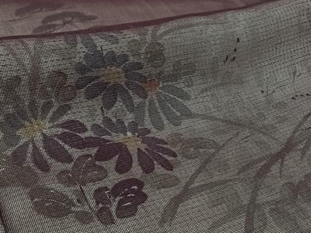 平和屋着物▽訪問着 無双 紗袷 紗×絽 手描き 草花文 正絹 逸品 AABL3791jh