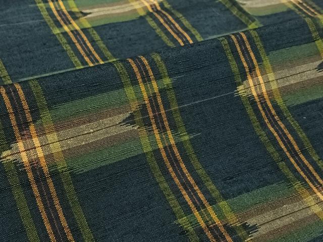 平和屋着物▽上質な紬 単衣 絣文様 正絹 逸品 AABL3795jh