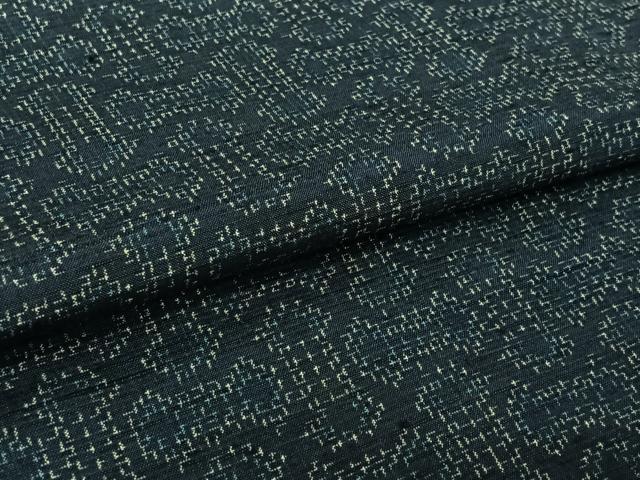 平和屋着物▽上質な紬 単衣 幾何学文様 正絹 逸品 AABL3796jh