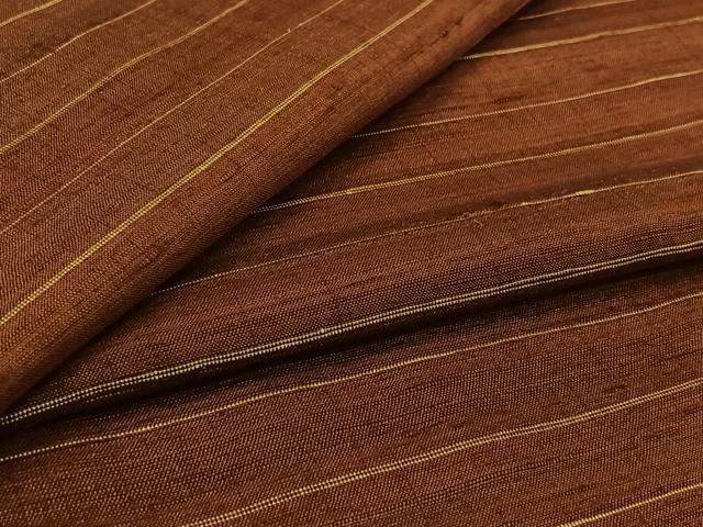平和屋着物▽上質な紬 単衣 横段文 正絹 逸品 AABL3803jh