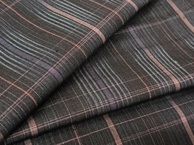 平和屋着物▽上質な紬 単衣 格子 正絹 逸品 AABL3804jh