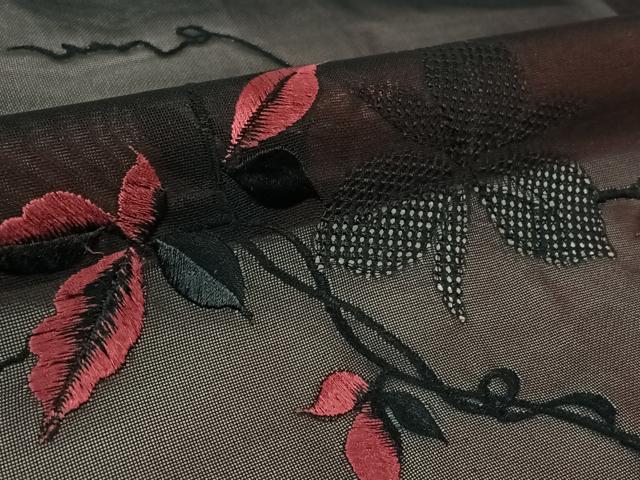 平和屋着物▽羽織 スリーシーズン 春夏秋 塵除け 草花文 黒地 正絹 逸品 AABL3808jh