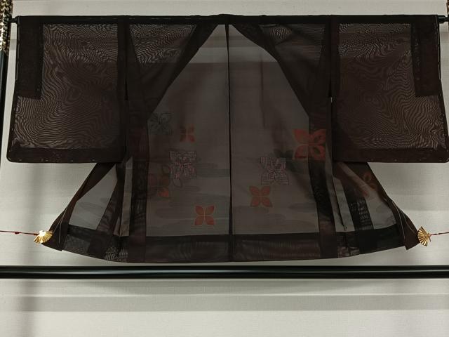 平和屋着物▽羽織 スリーシーズン 春夏秋 塵除け 舞花文 黒地 正絹 逸品 AABL3810jh
