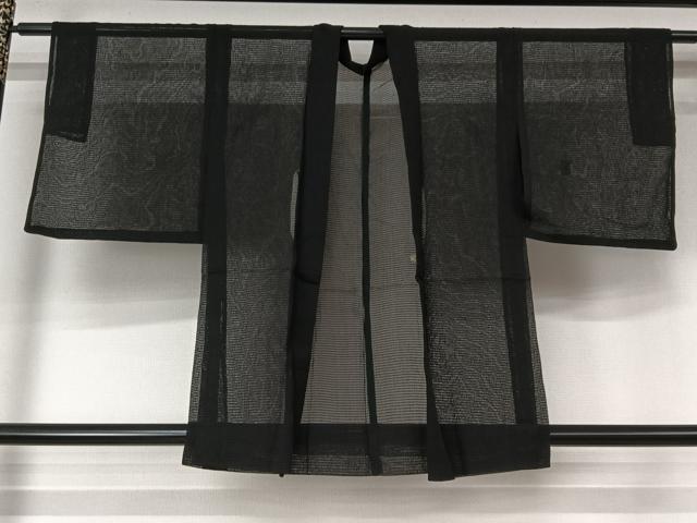 平和屋着物▽羽織 スリーシーズン 春夏秋 塵除け 紗 黒地 正絹 逸品 AABL3818jh