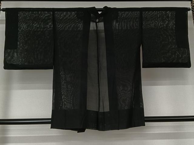 平和屋着物▽羽織 スリーシーズン 春夏秋 塵除け 絽 黒地 正絹 逸品 AABL3821jh