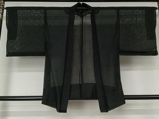 平和屋着物▽羽織 スリーシーズン 春夏秋 塵除け 絽 黒地 正絹 逸品 AABL3821jh