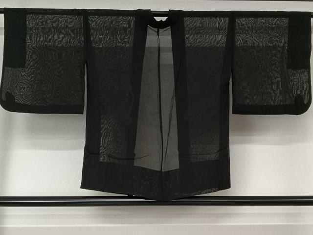 平和屋着物▽羽織 スリーシーズン 春夏秋 塵除け 紗 黒地 正絹 逸品 AABL3822jh