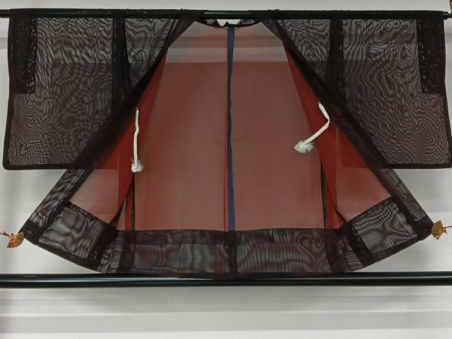 平和屋着物▽羽織 スリーシーズン 春夏秋 塵除け 紗 黒地 正絹 逸品 AABL3824jh