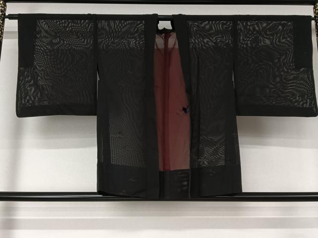 平和屋着物▽羽織 スリーシーズン 春夏秋 塵除け 絽 霞文 黒地 正絹 逸品 AABL3826jh