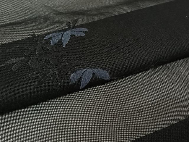 平和屋着物▽羽織 スリーシーズン 春夏秋 塵除け 紗 笹の葉文 黒地 正絹 逸品 AABL3831jh