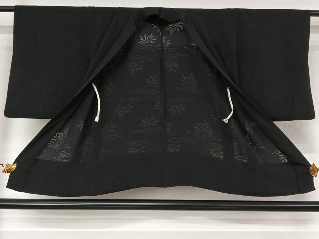 平和屋着物▽羽織 スリーシーズン 春夏秋 塵除け 草葉紋紗 黒地 正絹 逸品 AABL3832jh
