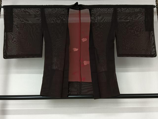 平和屋着物▽羽織 スリーシーズン 春夏秋 塵除け 紗 唐草文 黒地 正絹 逸品 未使用 AABL3835jh