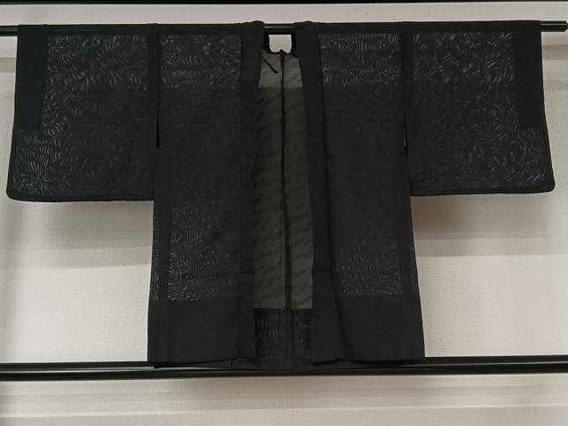 平和屋着物▽羽織 スリーシーズン 春夏秋 塵除け 霞紋紗 黒地 AABL3837jh