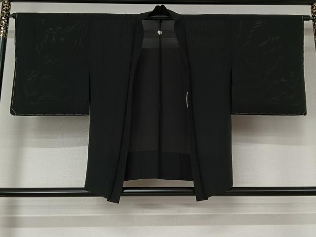 平和屋着物▽羽織 スリーシーズン 春夏秋 塵除け 絽 黒地 正絹 逸品 未使用 AABL3840jh