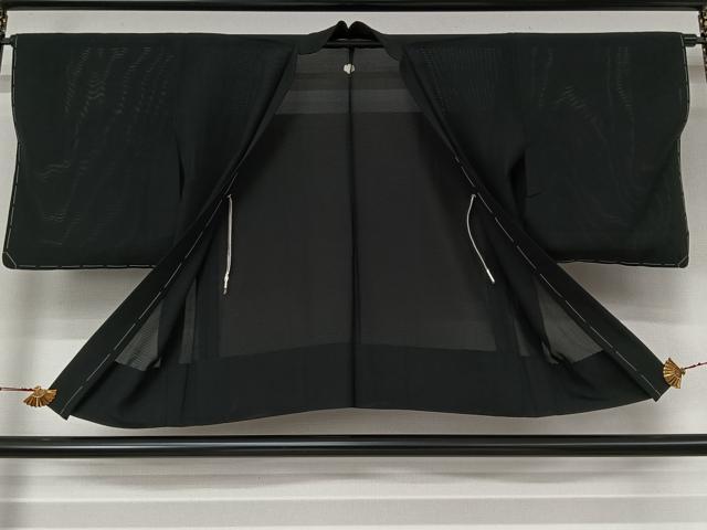 平和屋着物▽羽織 スリーシーズン 春夏秋 塵除け 絽 黒地 正絹 逸品 未使用 AABL3840jh
