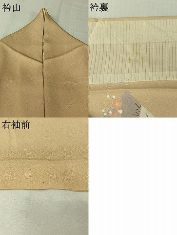 平和屋着物▽訪問着 単衣 刺繍 地紙花文 暈し染め 金銀彩 正絹 逸品 AABL3846jh