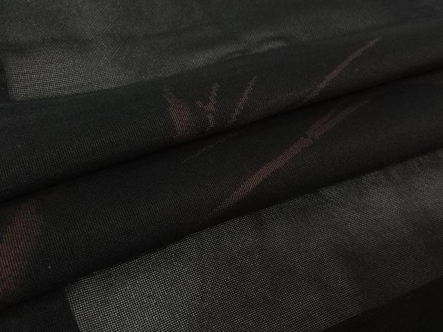 平和屋着物▽羽織 スリーシーズン 春夏秋 塵除け 紗 笹竹文 黒地 洗える着物 AABL3848jh