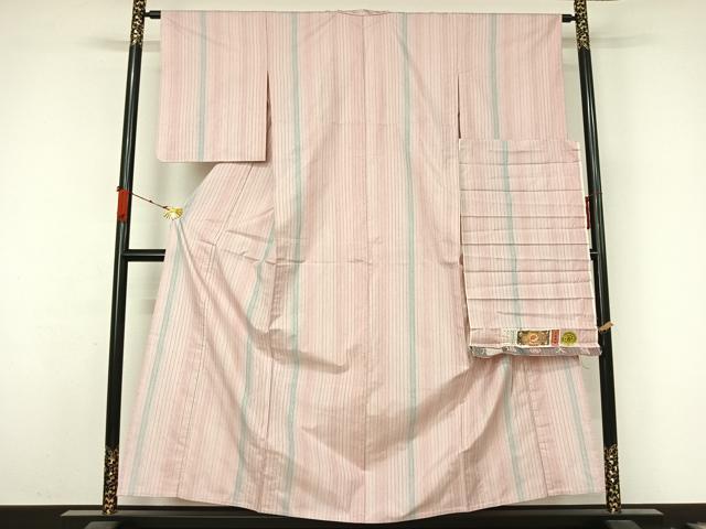 平和屋着物▽本場大島紬 単衣 縞 証紙付き 正絹 逸品 AABL3852jh