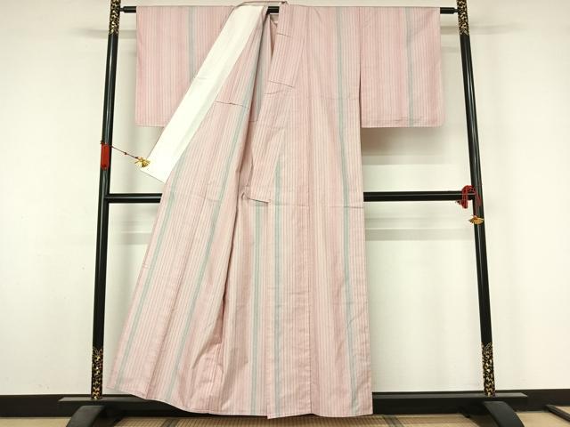平和屋着物▽本場大島紬 単衣 縞 証紙付き 正絹 逸品 AABL3852jh