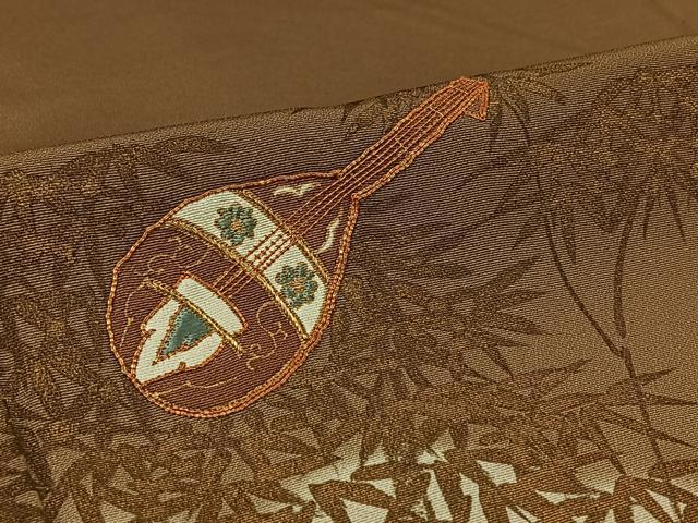 平和屋着物▽訪問着 単衣 駒刺繍 笹竹楽器文 暈し染め 金彩 正絹 逸品 AABL3855jh