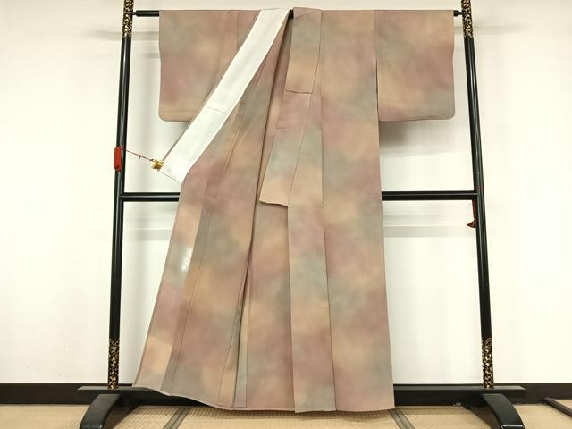平和屋着物▽染色作家 斉藤三才 小紋 単衣 霞文 暈し染め 正絹 逸品 AABL3859jh