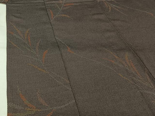 平和屋着物▽本塩沢 単衣 草葉文 正絹 逸品 AABL3860jh