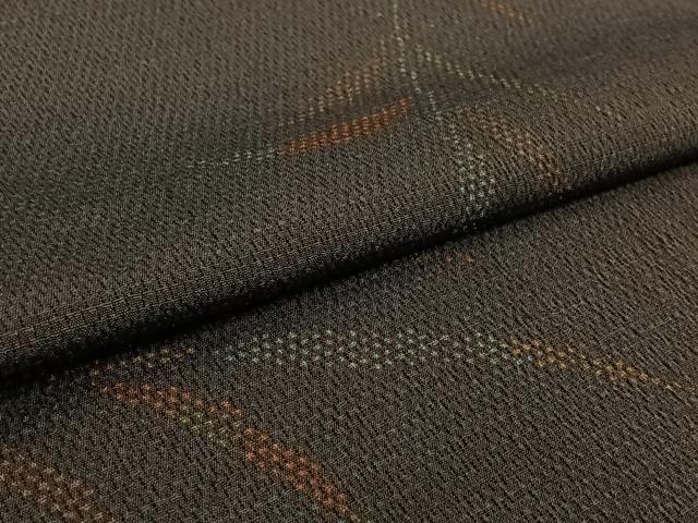 平和屋着物▽本塩沢 単衣 草葉文 正絹 逸品 AABL3860jh
