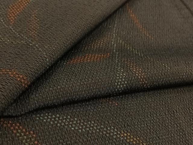 平和屋着物▽本塩沢 単衣 草葉文 正絹 逸品 AABL3860jh
