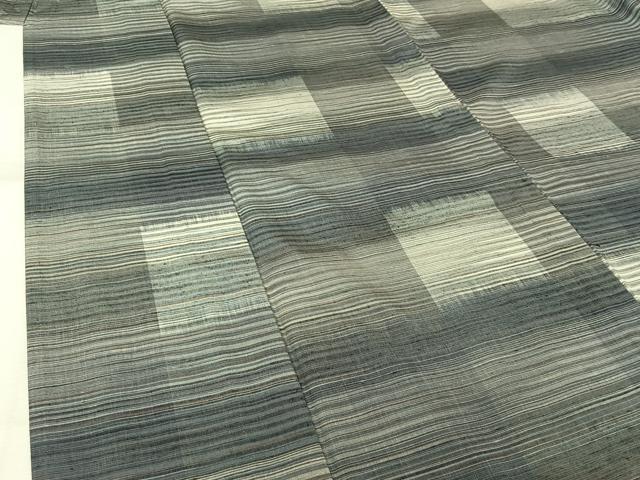 平和屋着物▽上質な紬 単衣 横段文 正絹 逸品 AABL3861jh