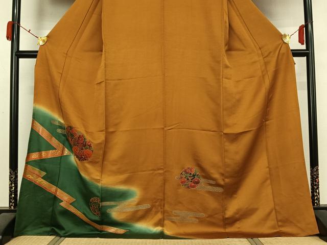 平和屋着物▽訪問着 単衣 花丸文 暈し染め 金銀彩 ロング丈 正絹 逸品 AABL3863jh