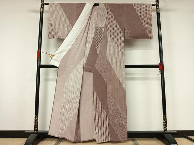 平和屋着物▽上質な小紋 単衣 吉祥舞蝶文 正絹 逸品 AABL3865jh