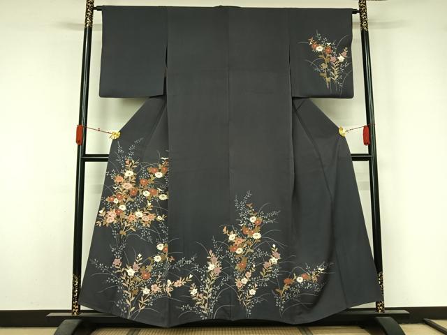 平和屋着物▽訪問着 単衣 草花文 金彩 正絹 逸品 AABL3871jh