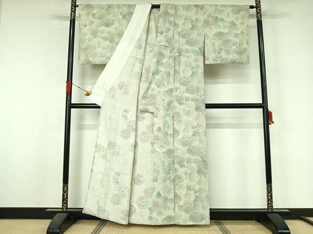 平和屋着物▽上質な小紋 単衣 手描き 鏡裏吉祥花蝶文 正絹 逸品 AABL3875jh