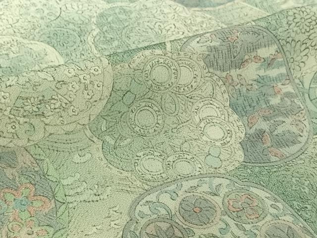 平和屋着物▽上質な小紋 単衣 手描き 鏡裏吉祥花蝶文 正絹 逸品 AABL3875jh