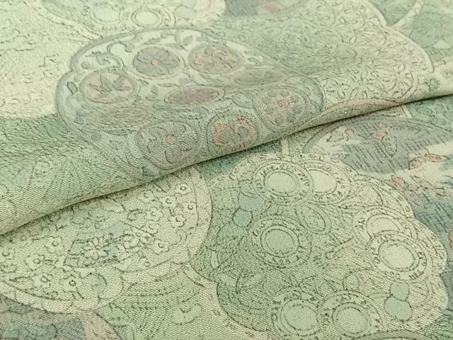 平和屋着物▽上質な小紋 単衣 手描き 鏡裏吉祥花蝶文 正絹 逸品 AABL3875jh