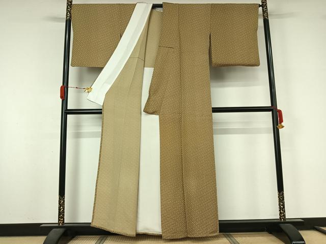 平和屋着物▽江戸小紋 伝承手彫型染め 伊勢型小紋 単衣 遠州椿 反端付き 正絹 逸品 AABL3876jh