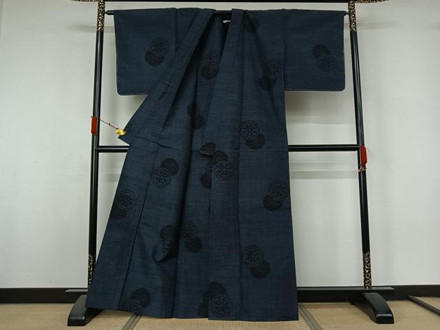 平和屋着物▽結城紬 単衣 100亀甲 手織 源氏車文 証紙付き 正絹 逸品 未使用 AABL3879jh