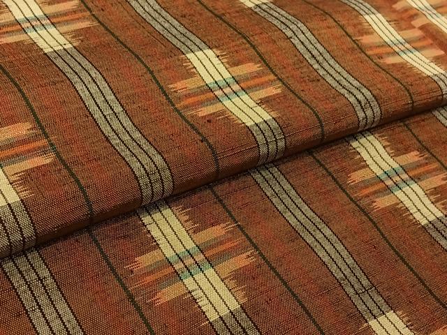 平和屋着物▽上質な紬 単衣 幾何学文様 正絹 逸品 AABL3884jh
