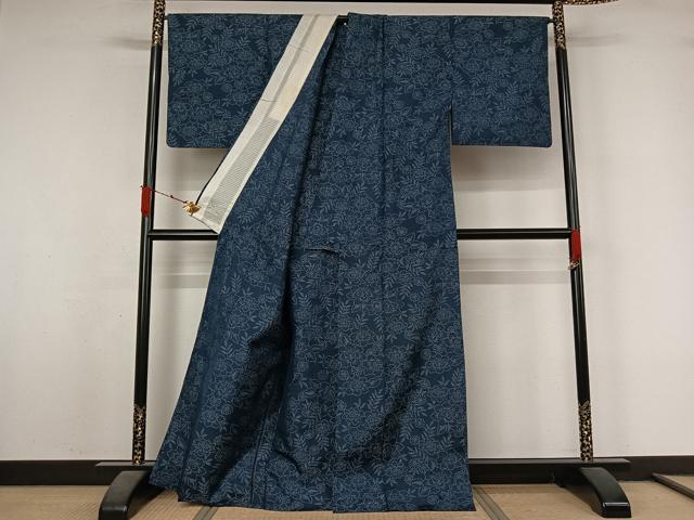 平和屋着物▽本場大島紬 単衣 草花文 正絹 逸品 AABL3886jh