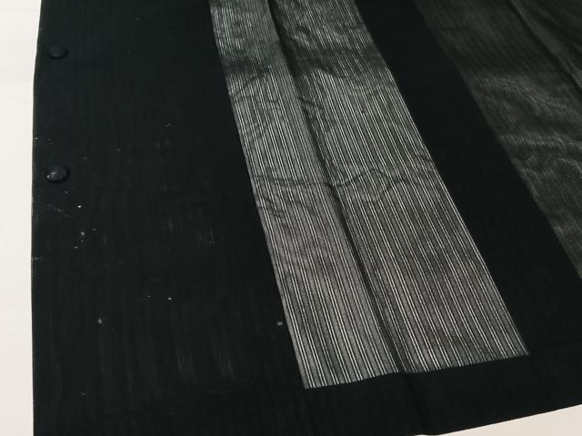 平和屋着物▽道行コート スリーシーズン 春夏秋 塵除け 縞 黒地 正絹 逸品 AABL3892jh