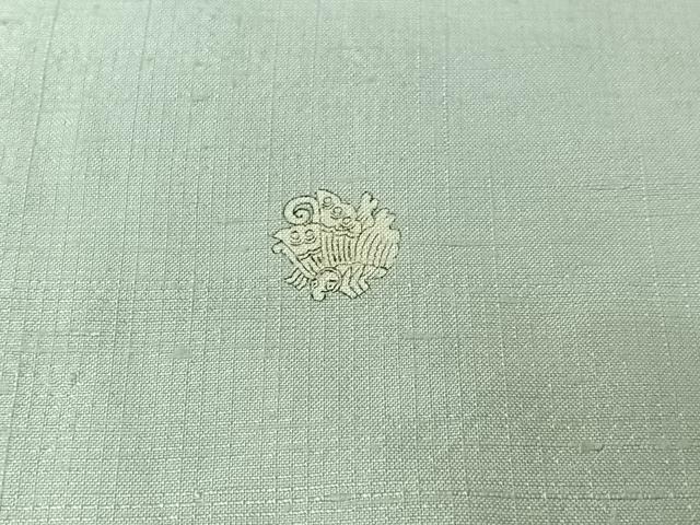 平和屋着物▽上質な紬 単衣 色無地 藍白色 正絹 逸品 AABL3897jh