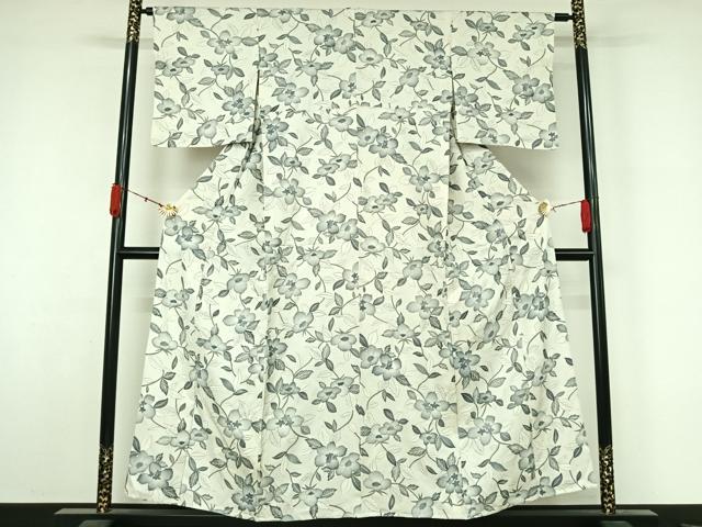 平和屋着物▽上質な小紋 単衣 草花文 金彩 正絹 逸品 AABL3899jh