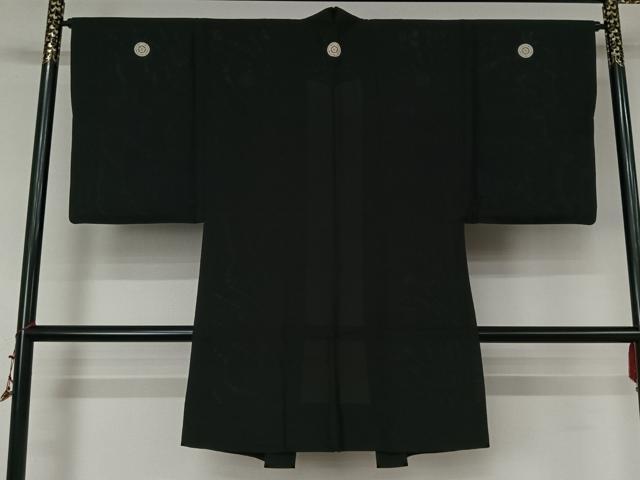 平和屋着物▽男性 黒紋付 長羽織 スリーシーズン 春夏秋 塵除け 正絹 逸品 AABL3901jh