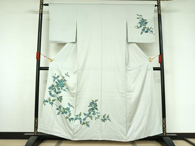平和屋着物▽訪問着 単衣 刺繍 枝花文 三越扱い 正絹 逸品 AABL3911jh