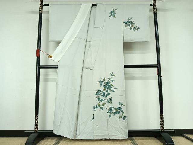 平和屋着物▽訪問着 単衣 刺繍 枝花文 三越扱い 正絹 逸品 AABL3911jh