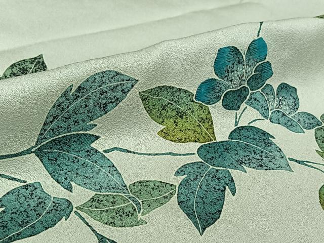 平和屋着物▽訪問着 単衣 刺繍 枝花文 三越扱い 正絹 逸品 AABL3911jh