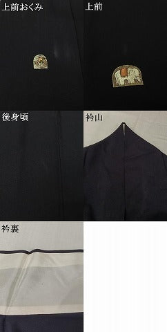 平和屋着物▽訪問着 単衣 総刺繍 竹屋町刺繍 象 金糸 正絹 逸品 AABL3914jh
