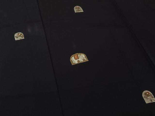 平和屋着物▽訪問着 単衣 総刺繍 竹屋町刺繍 象 金糸 正絹 逸品 AABL3914jh