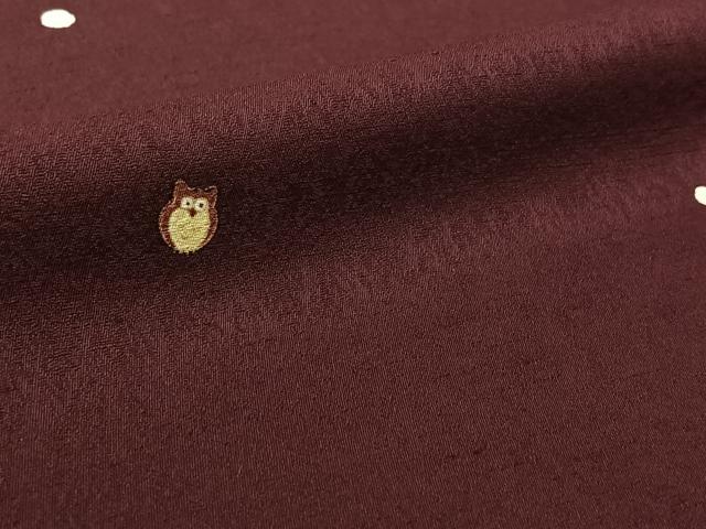 平和屋着物▽上質な小紋 単衣 ミミズク 金彩 正絹 逸品 AABL3918jh